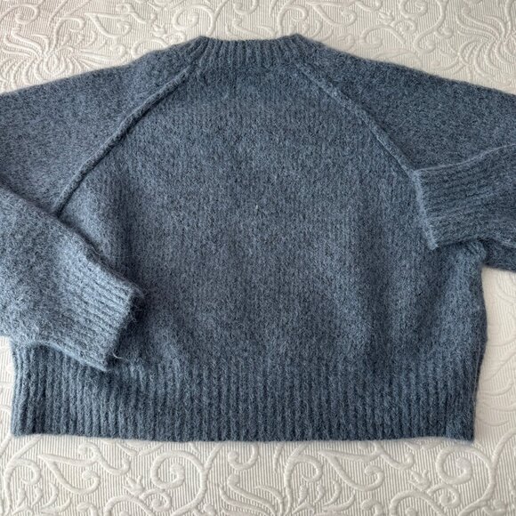 Zara Gray Blue Cozy Knit Crew Neck Sweater L - Picture 4 of 7